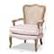 Baxton Studio Vallea Pink Velvet Upholstered White-Washed Oak Wood Armchair 156-9493 - alternate 5